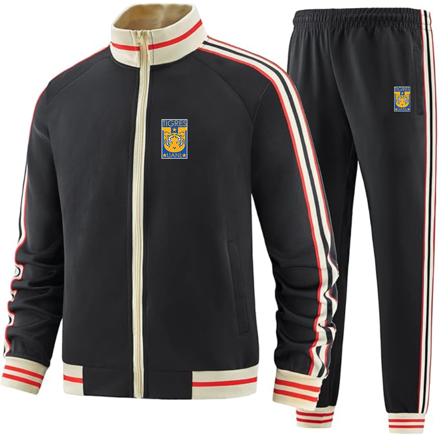 Men's  Tigres UANL FC - Premium Two-Piece Designer Tracksuit with Bold Striped Accents and Zippered Front - Elevated Athletic Wear