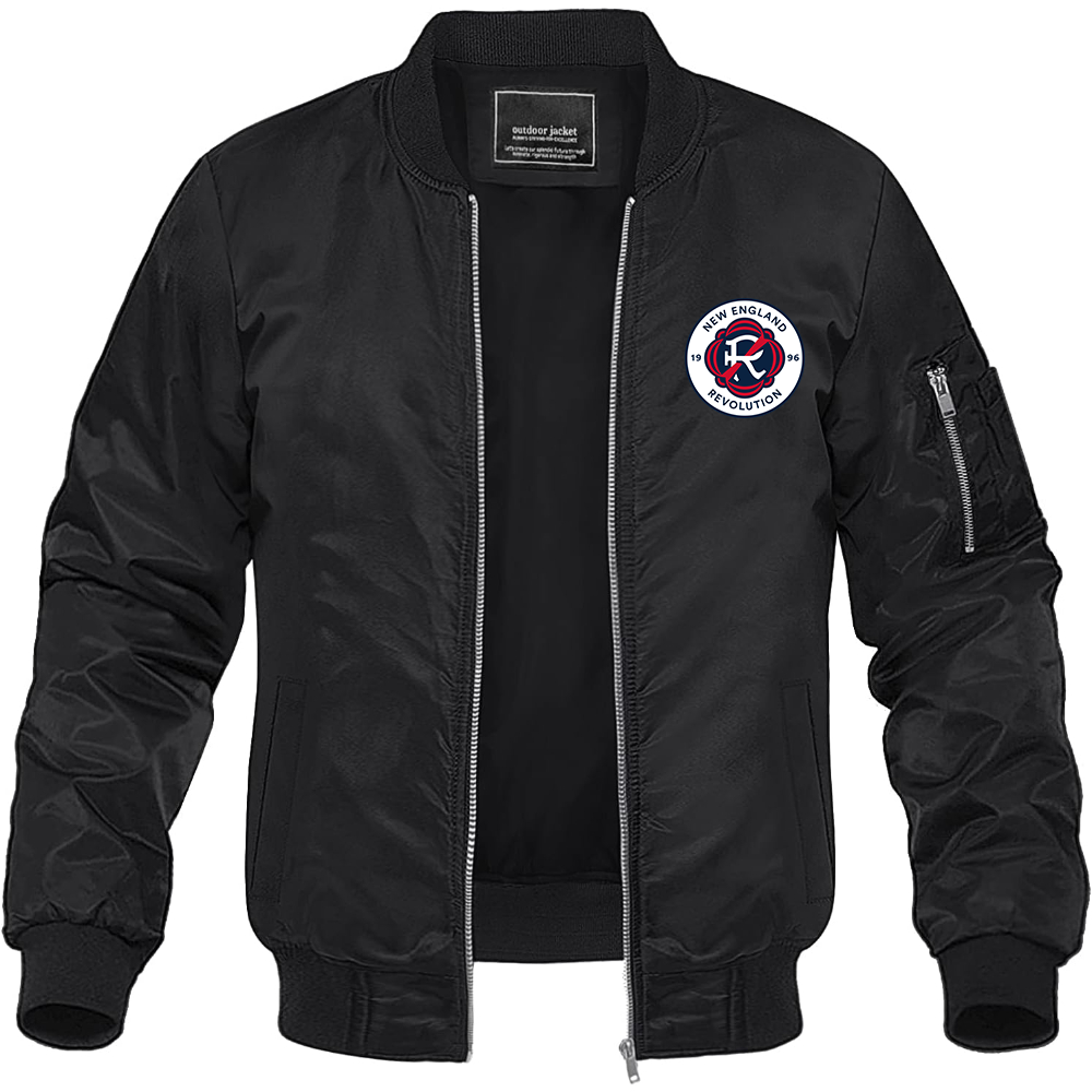 Men's New England Revolution FC Lightweight Bomber Jacket Windbreaker Softshell Varsity Jacket Coat