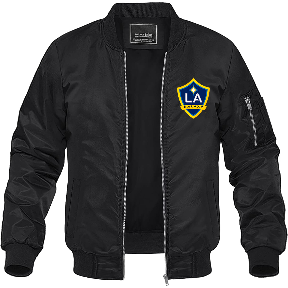 Men's LA Galaxy FC Lightweight Bomber Jacket Windbreaker Softshell Varsity Jacket Coat