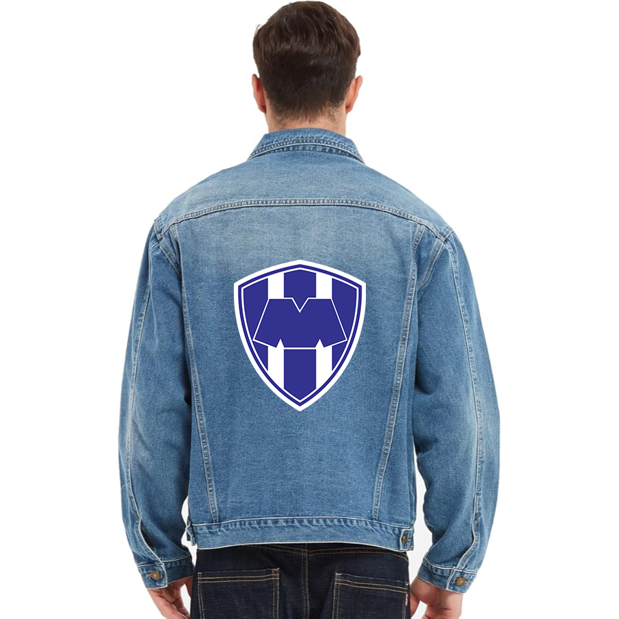 Men’s  Monterrey FC - Vintage Distressed Denim Jacket – Stylish Casual Jean Outerwear