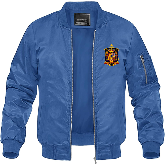 Men's Spain National Soccer Team Lightweight Bomber Jacket Windbreaker Softshell Varsity Jacket Coat