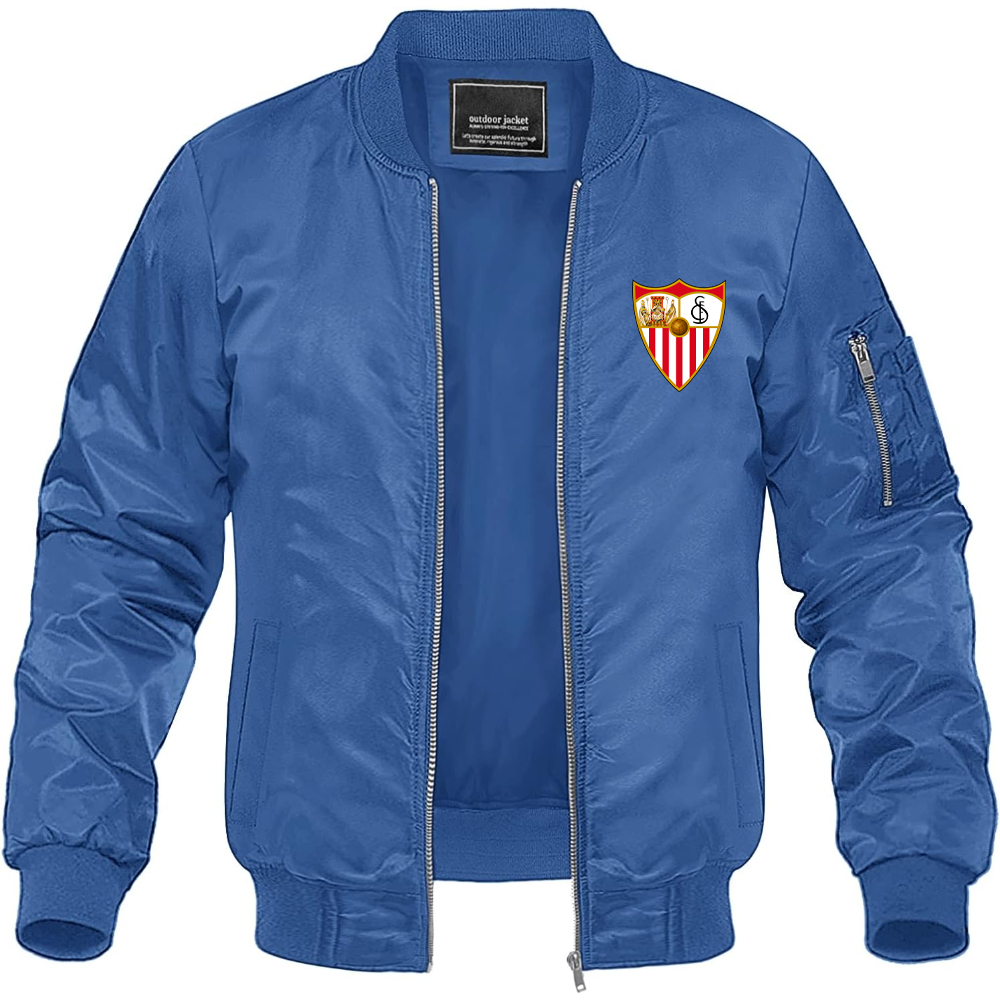 Men's Sevilla FC Lightweight Bomber Jacket Windbreaker Softshell Varsity Jacket Coat