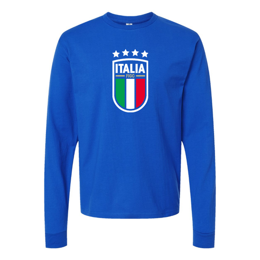 Men's Italy National Soccer Cotton Long Sleeve T-Shirt