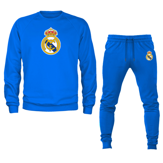 Men’s Real Madrid Soccer Logo Crewneck Sweatshirt Joggers Suit