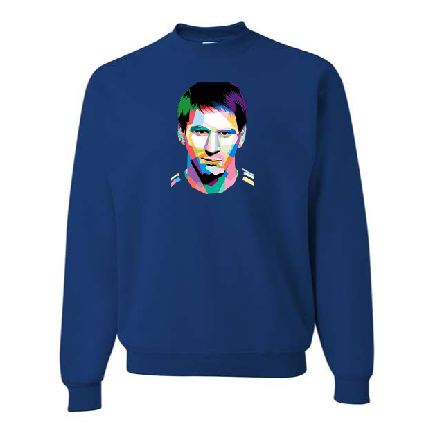 Men's Lionel Messi Face Art Soccer Crewneck Sweatshirt