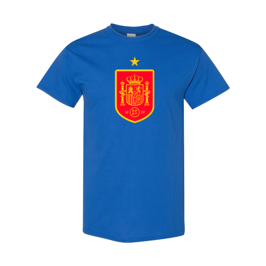 Men's Spain Red Logo National Soccer Team Cotton T-Shirt