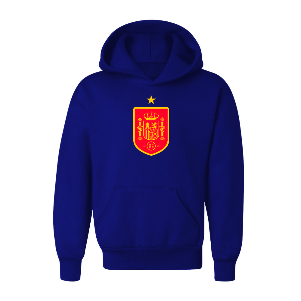 Youth Kids Spain Red Logo National Soccer Team Pullover Hoodie