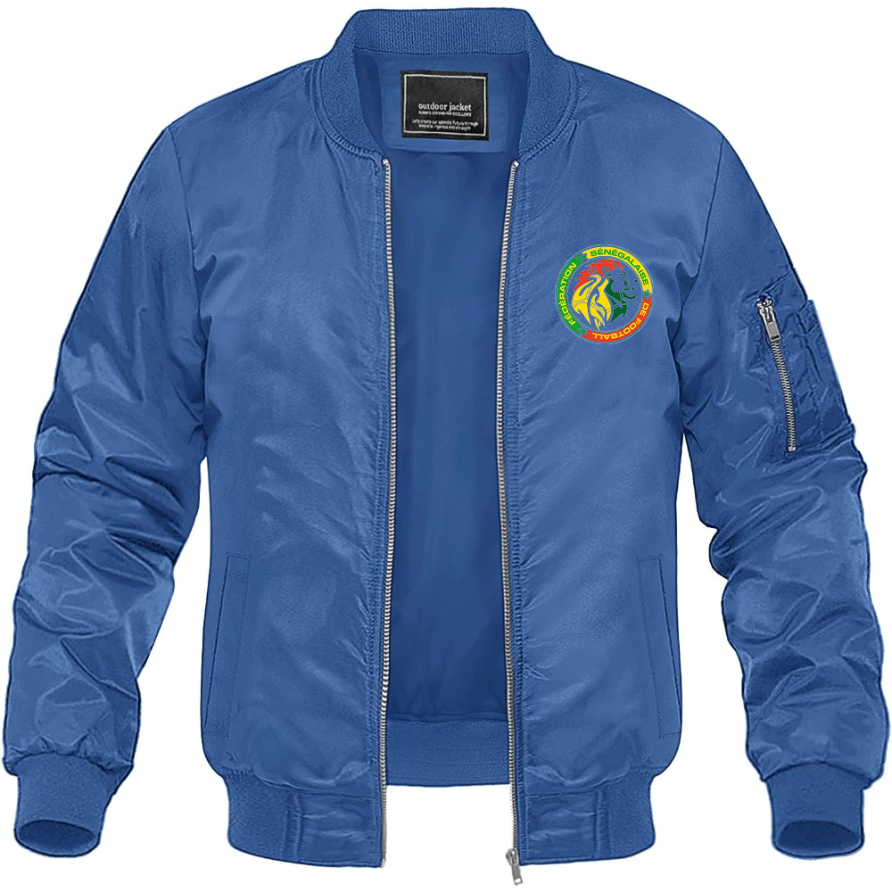 Men's Senegal National Soccer Teams Lightweight Bomber Jacket Windbreaker Softshell Varsity Jacket Coat