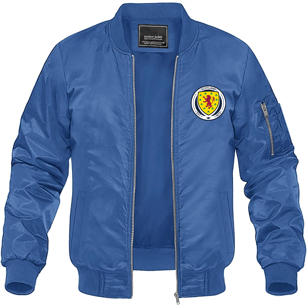 Men's Scotland National Soccer Team Lightweight Bomber Jacket Windbreaker Softshell Varsity Jacket Coat