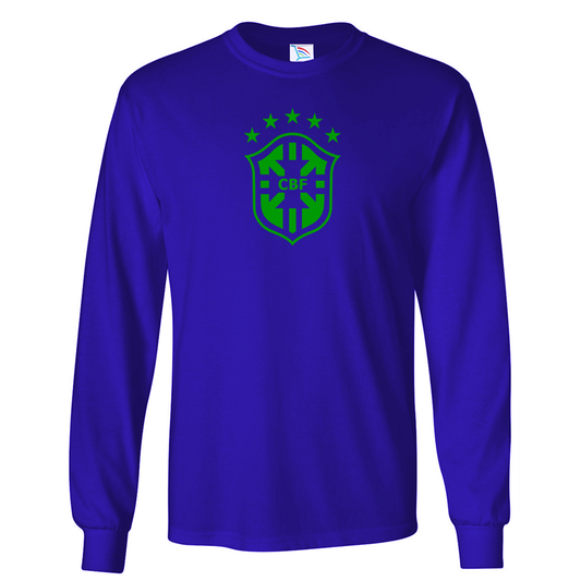 Men's Brazil Soccer Cotton Long Sleeve T-Shirt