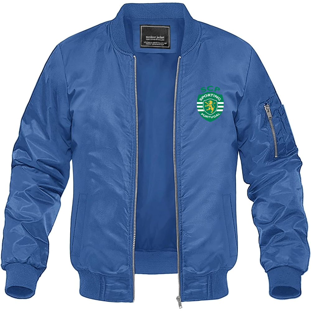 Men's Sporting CP FC Lightweight Bomber Jacket Windbreaker Softshell Varsity Jacket Coat