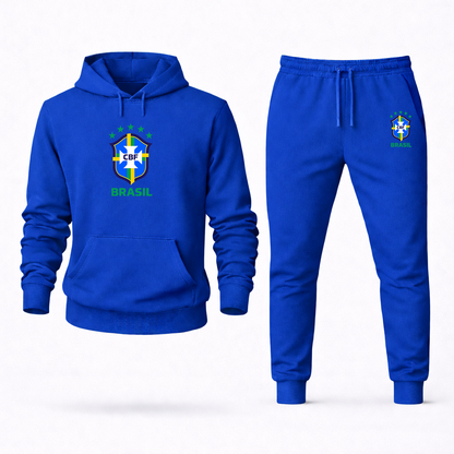 Men's Brasil National Soccer Team Hoodie Joggers Set