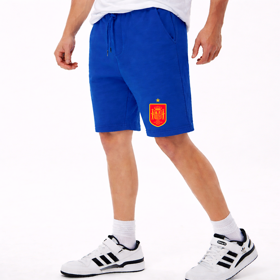 Men's Spain Red Logo National Soccer Team Athletic Fleece Shorts