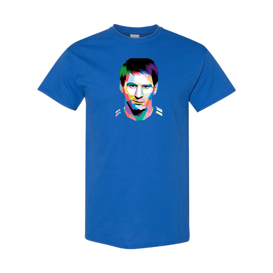 Men's Lionel Messi Face Art Soccer Cotton T-Shirt