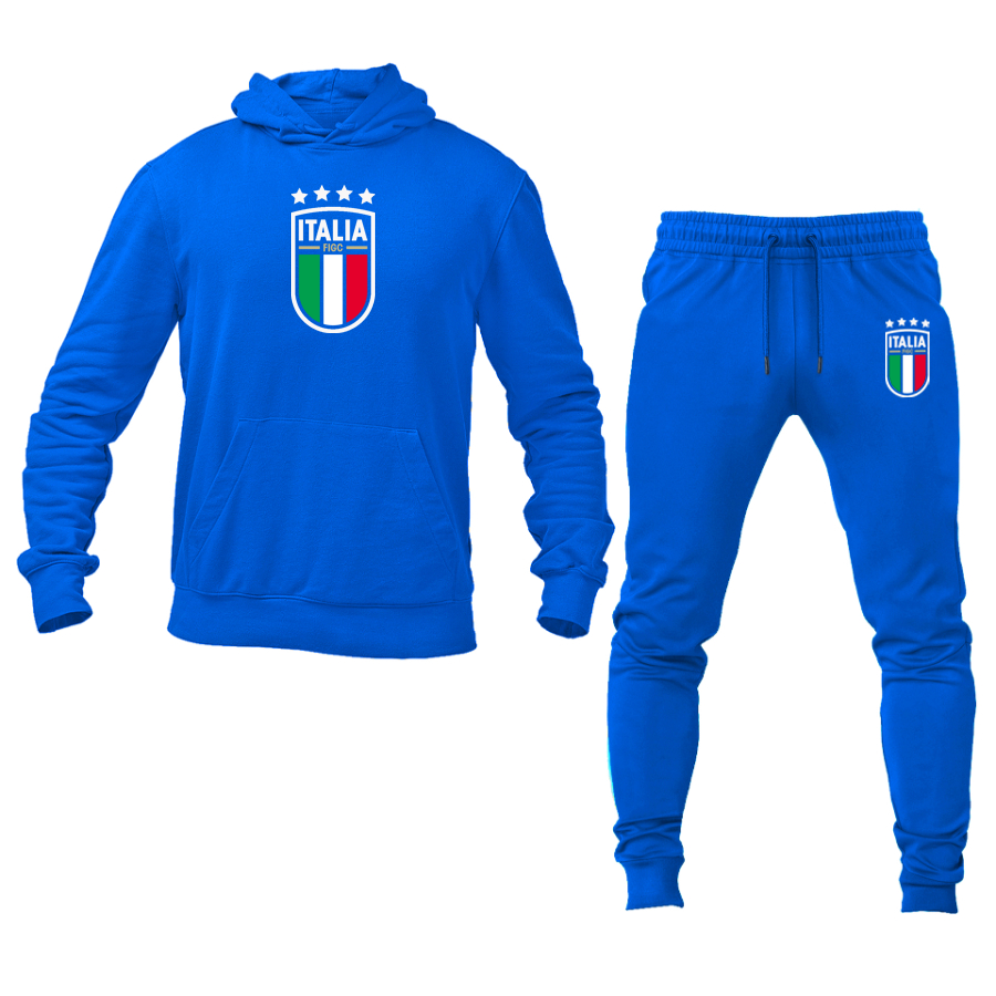 Men's Italy National Soccer Hoodie Joggers Set