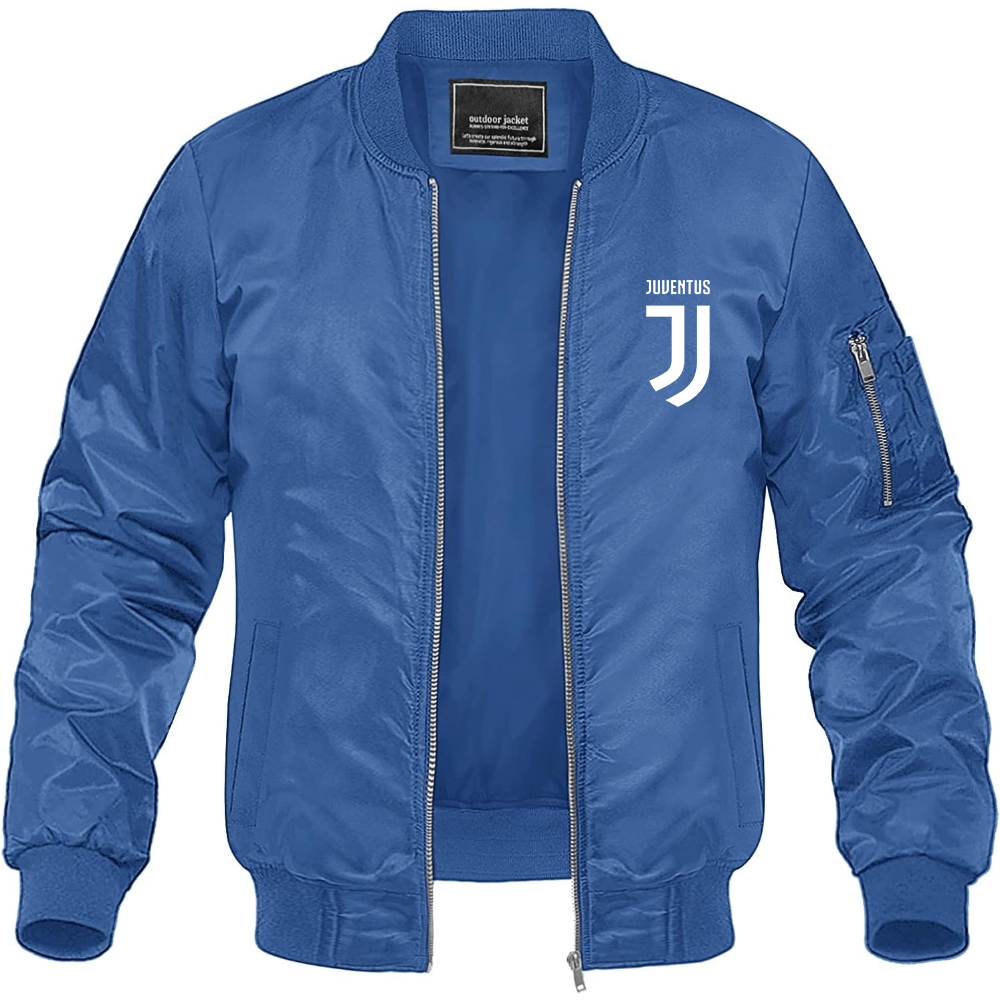 Men's Juventus Soccer Lightweight Bomber Jacket Windbreaker Softshell Varsity Jacket Coat