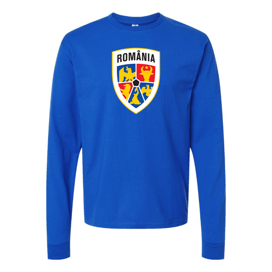 Men's Romania National Soccer Team Cotton Long Sleeve T-Shirt