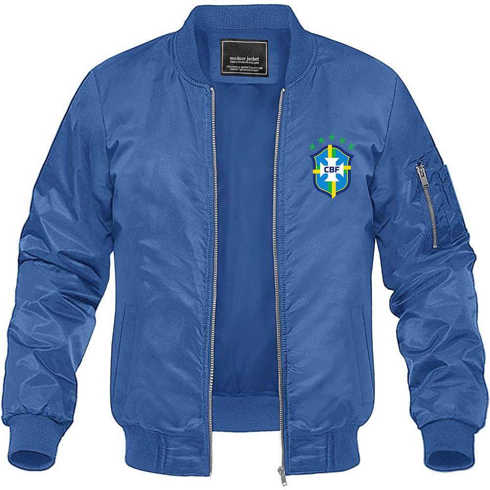 Men's Brazil National Soccer Team Lightweight Bomber Jacket Windbreaker Softshell Varsity Jacket Coat