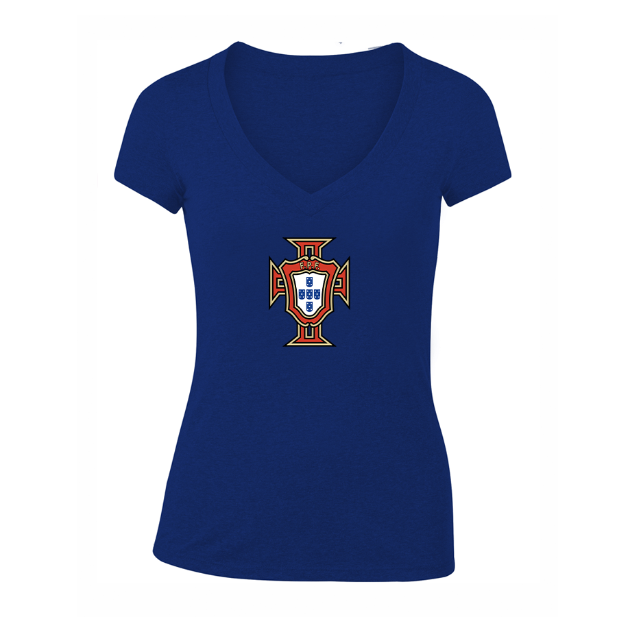 Women's Portugal National Soccer Team V-Neck T-Shirt