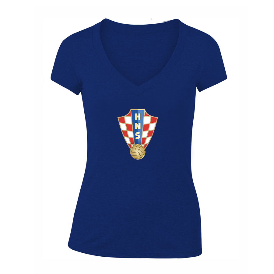 Women's Croatia National Soccer Team V-Neck T-Shirt