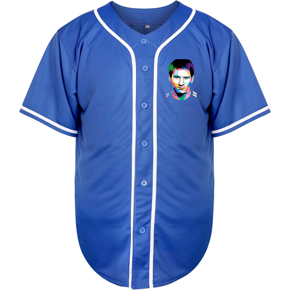 Men's Lionel Messi Face Art Soccer Baseball Jersey