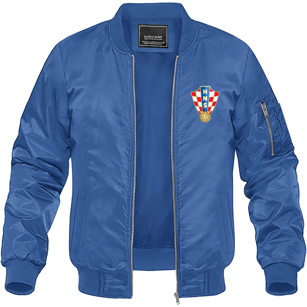 Men's Croatia National Soccer Team Lightweight Bomber Jacket Windbreaker Softshell Varsity Jacket Coat