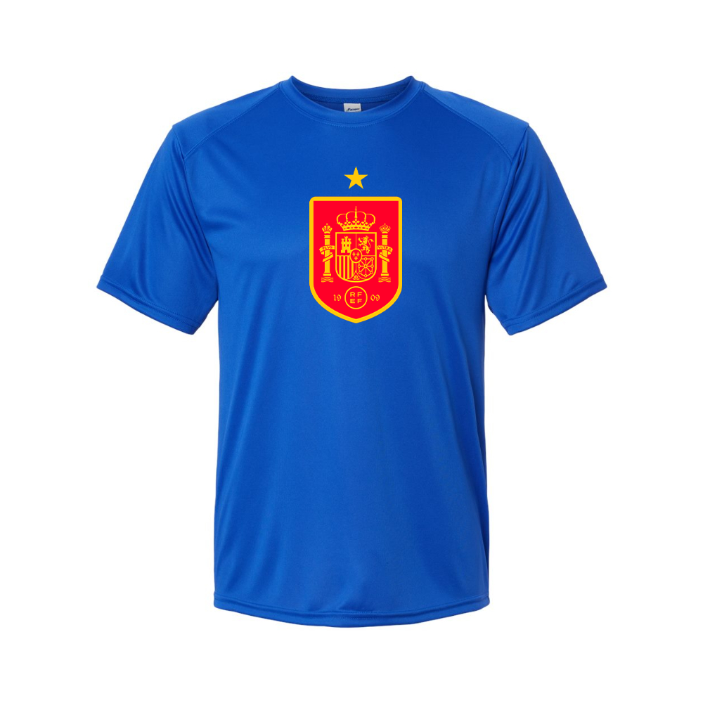 Youth Kids Spain Red Logo National Soccer Team Performance T-Shirt