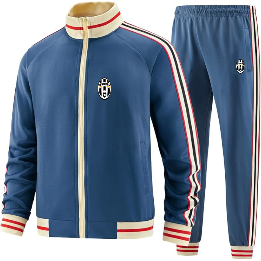 Men's Juventus Football Club Classic - Premium Two-Piece Designer Tracksuit with Bold Striped Accents and Zippered Front - Elevated Athletic Wear