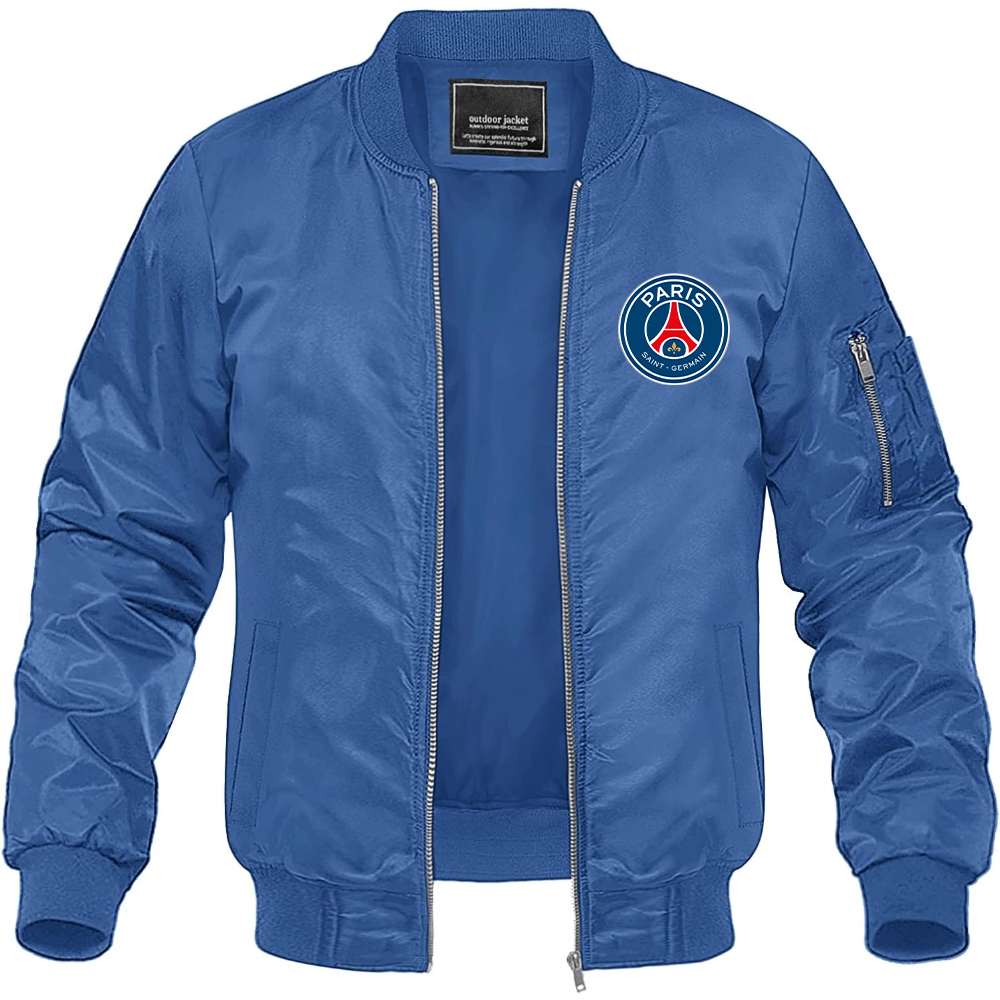 Men’s Paris Saint-Germain Soccer Lightweight Bomber Jacket Windbreaker Softshell Varsity Jacket Coat