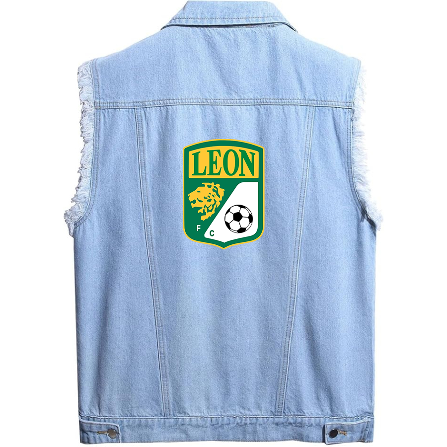 Men's  Leon FC - Sleeveless Distressed Denim Vest – Rugged Black Jean Jacket