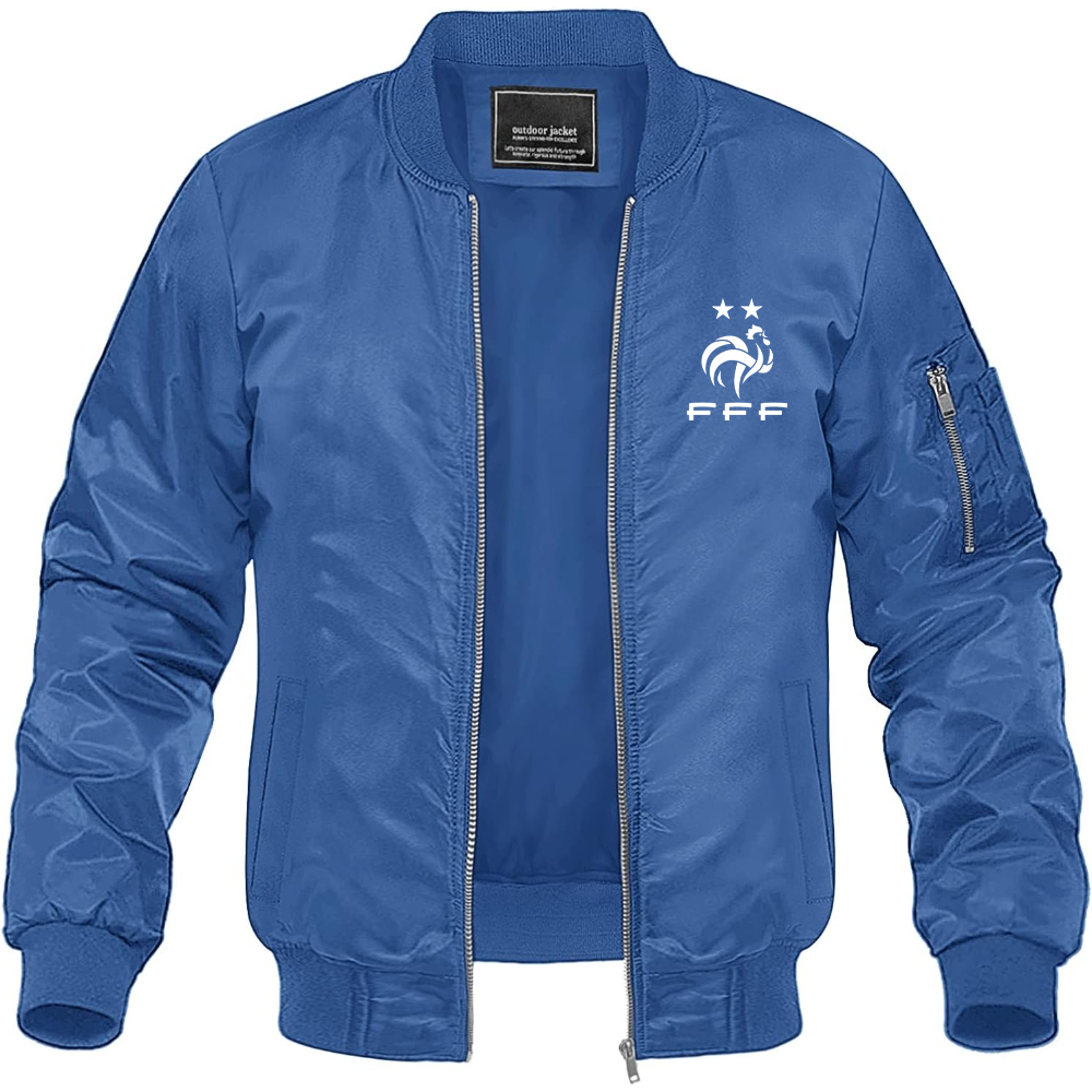 Men's France Soccer Lightweight Bomber Jacket Windbreaker Softshell Varsity Jacket Coat