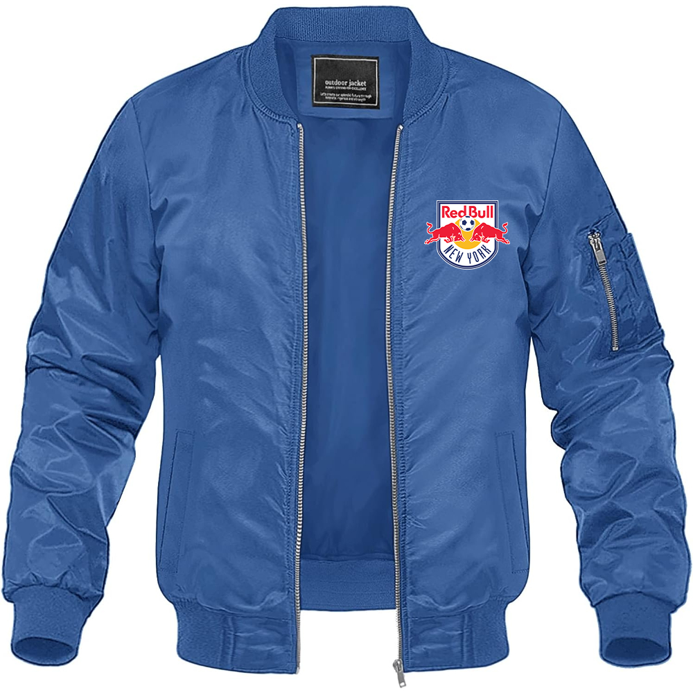 Men's New York Red Bulls FC Lightweight Bomber Jacket Windbreaker Softshell Varsity Jacket Coat