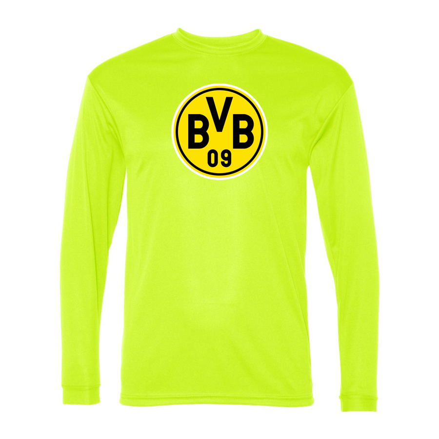 Men's Borussia Dortmund BVB FC Performance Long Sleeve T-Shirt | Color: Safety Yellow | Original artwork on Drive garment