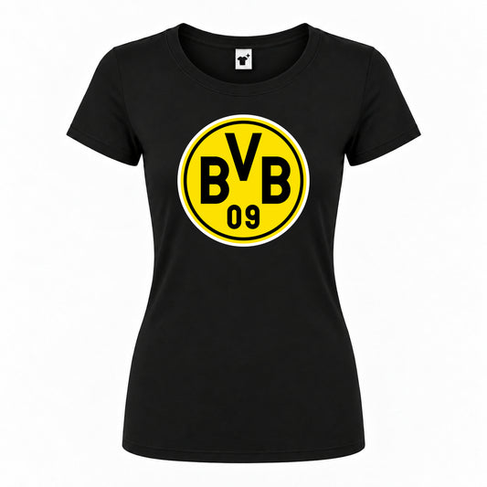 Women's Borussia Dortmund BVB FC Round Neck T-Shirt | Color: Black