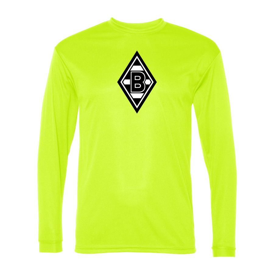 Men's Borussia Monchengladbach FC Performance Long Sleeve T-Shirt | Color: Safety Yellow | Original artwork on Drive garment