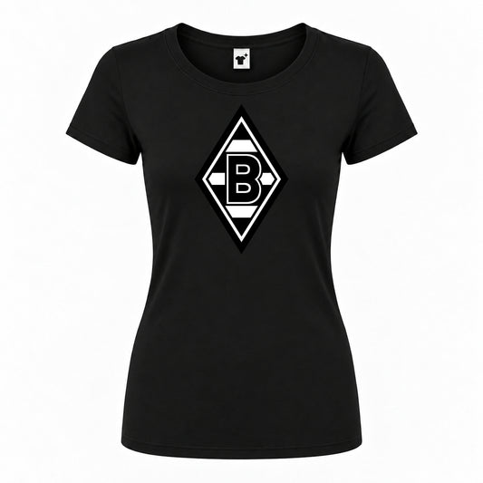 Women's Borussia Monchengladbach FC Round Neck T-Shirt | Color: Black