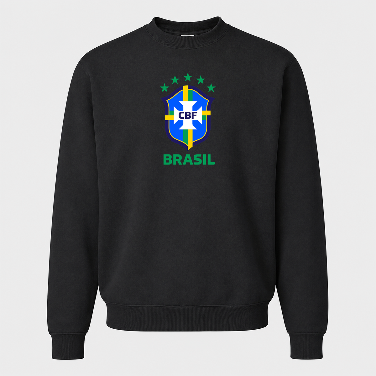 Men's Brasil National Soccer Team Crewneck Sweatshirt | Color: Black | Original artwork on Drive garment