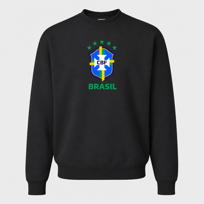 Men's Brasil National Soccer Team Crewneck Sweatshirt | Color: Black | Original artwork on Drive garment