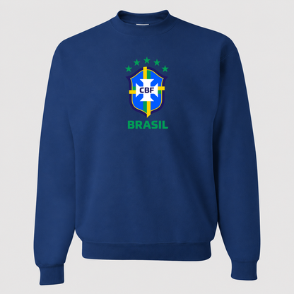 Men's Brasil National Soccer Team Crewneck Sweatshirt | Color: Blue | Original artwork on Drive garment