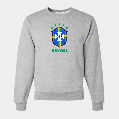 Men's Brasil National Soccer Team Crewneck Sweatshirt | Color: Grey | Original artwork on Drive garment