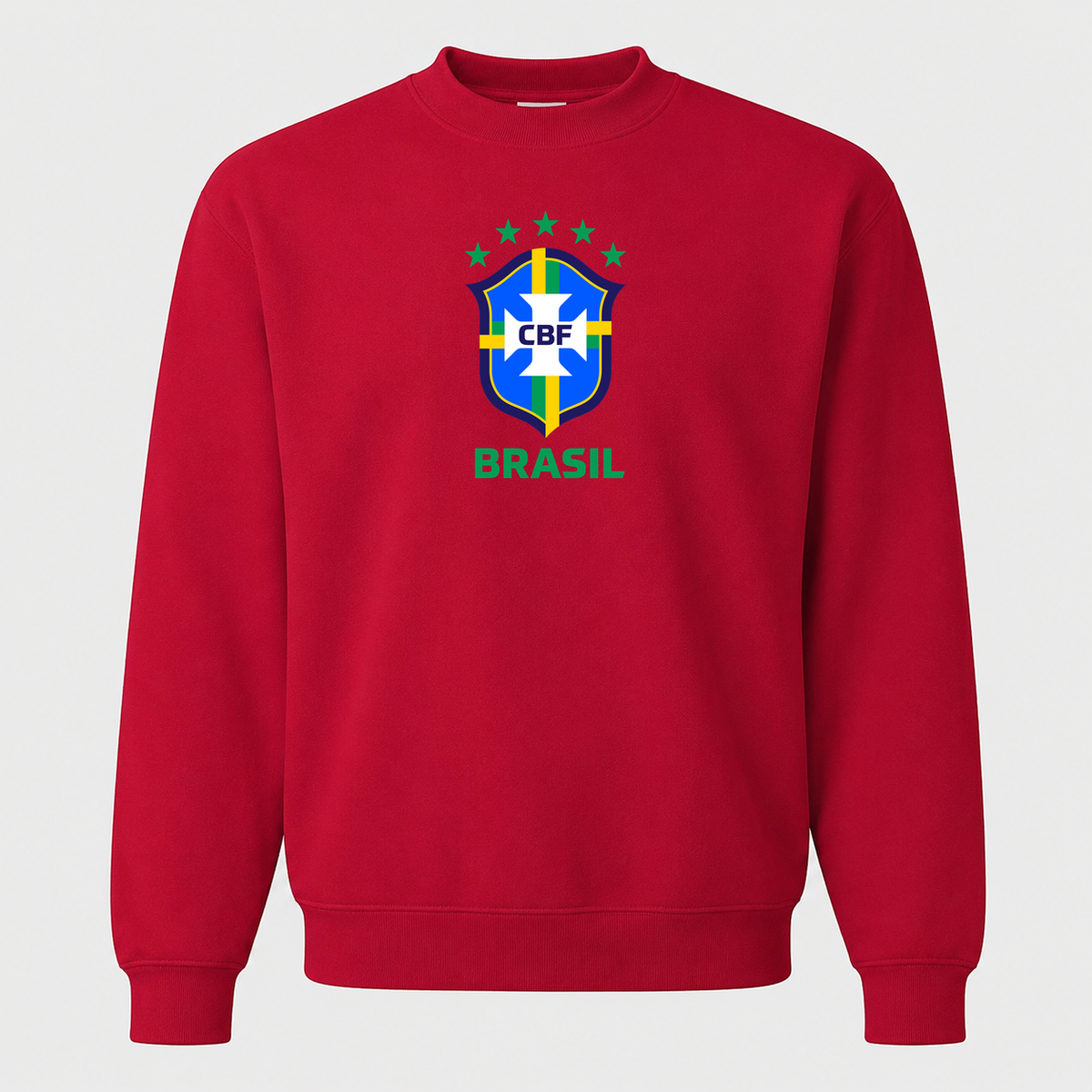 Men's Brasil National Soccer Team Crewneck Sweatshirt | Color: Red | Original artwork on Drive garment