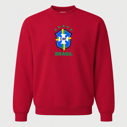 Men's Brasil National Soccer Team Crewneck Sweatshirt | Color: Red | Original artwork on Drive garment
