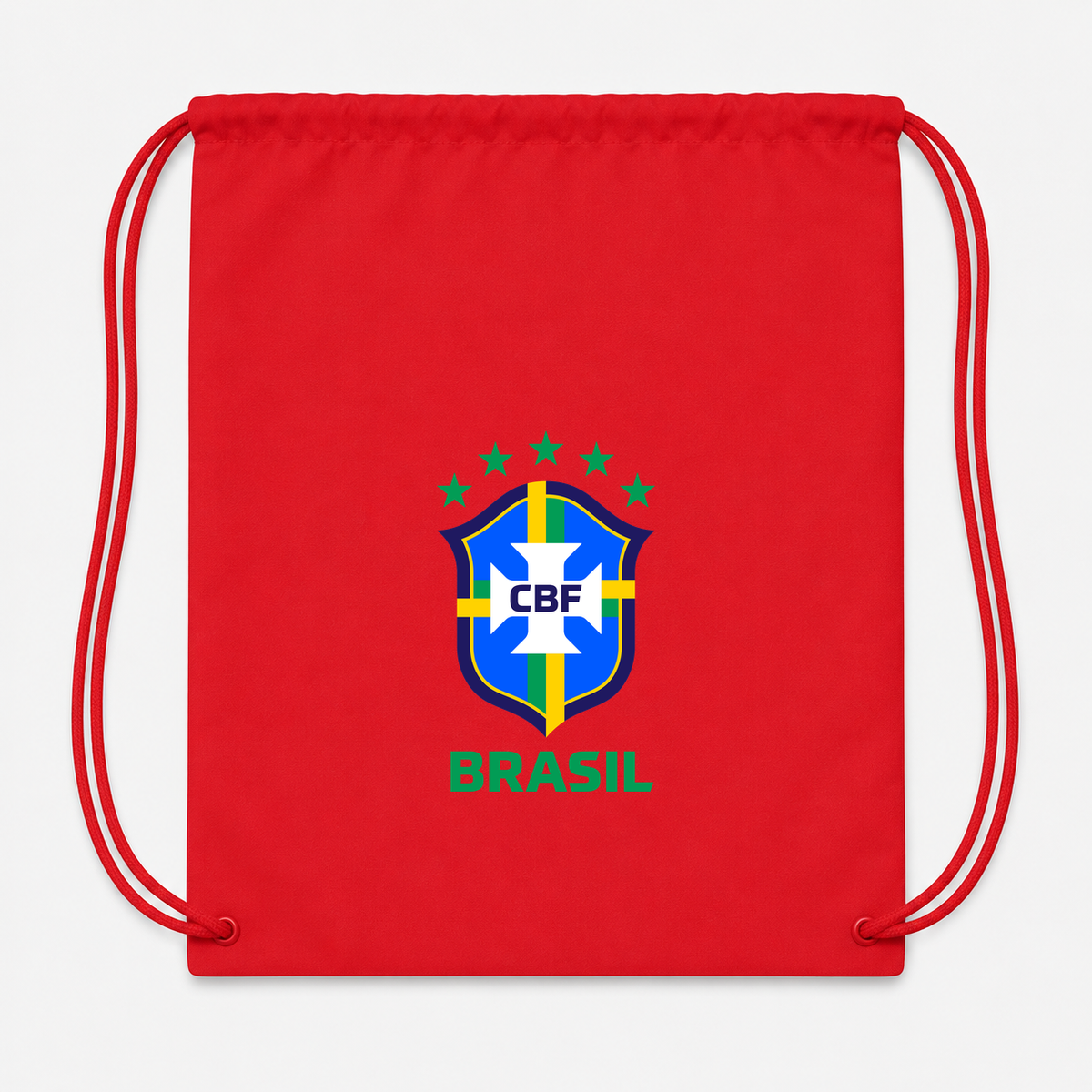 Brasil National Soccer Team Drawstring Bag | Color: Red | Original artwork on Drive garment