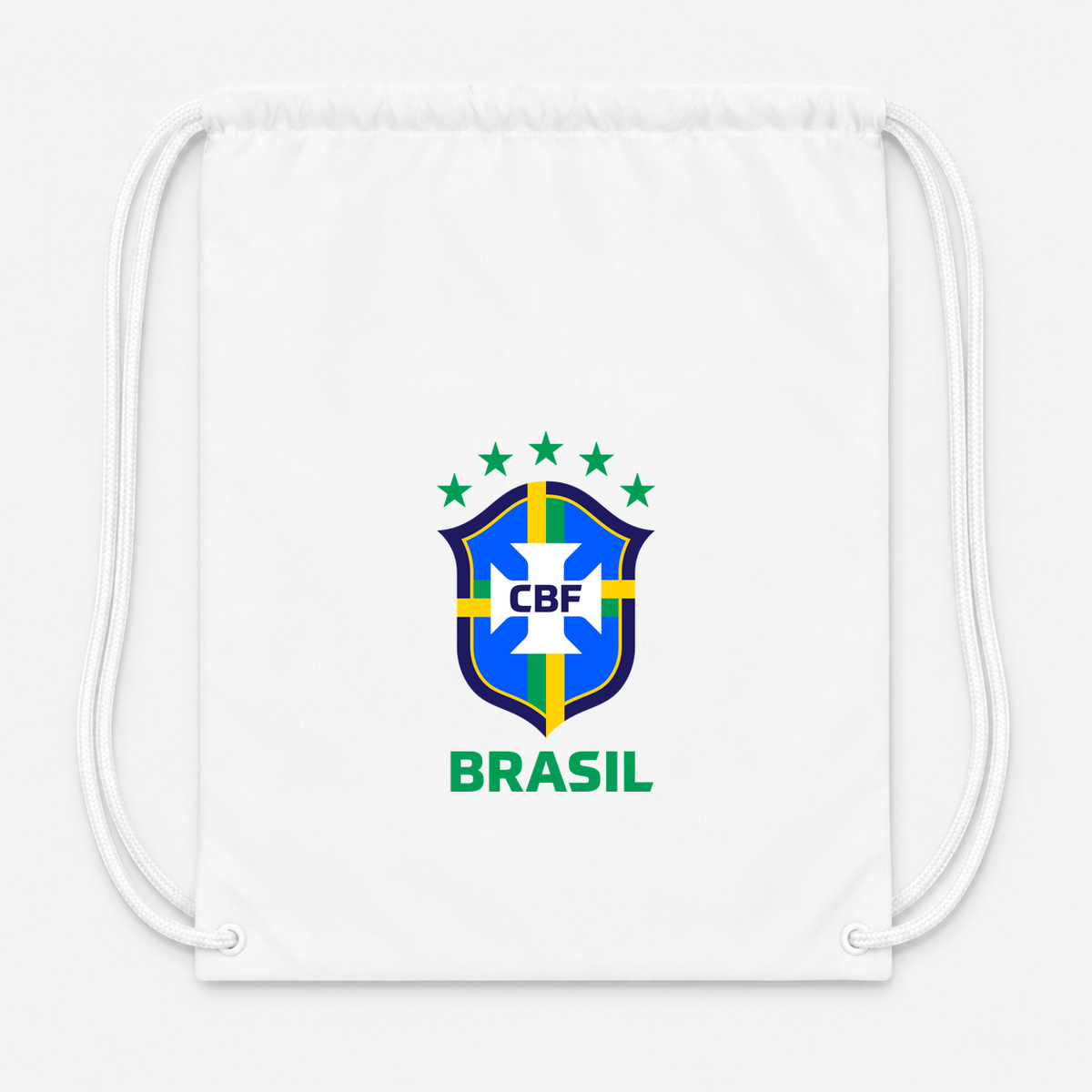 Brasil National Soccer Team Drawstring Bag | Color: White | Original artwork on Drive garment