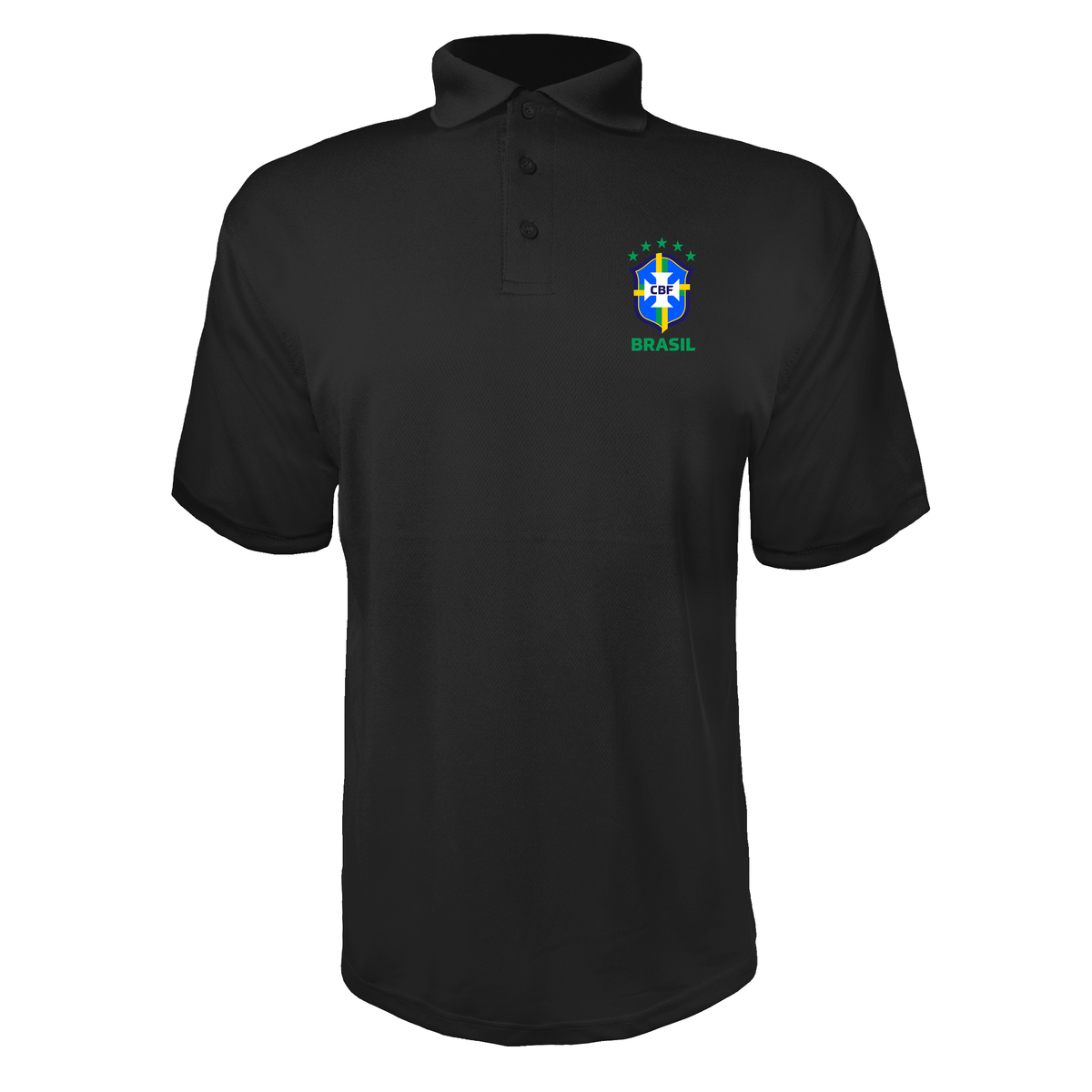 Men's Brasil National Soccer Team Polyester Polo | Color: Black | Original artwork on Drive garment