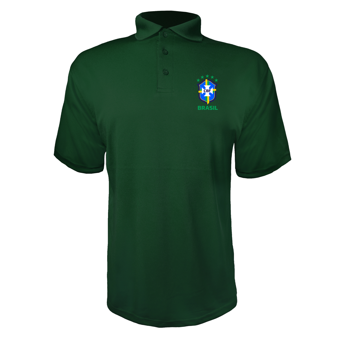 Men's Brasil National Soccer Team Polyester Polo | Color: Forest Green | Original artwork on Drive garment