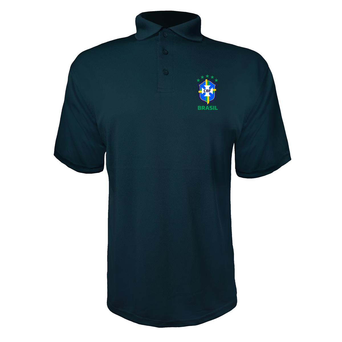 Men's Brasil National Soccer Team Polyester Polo | Color: Navy | Original artwork on Drive garment