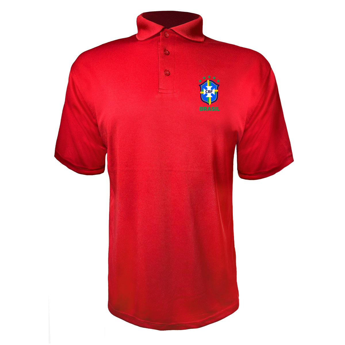 Men's Brasil National Soccer Team Polyester Polo | Color: Red | Original artwork on Drive garment