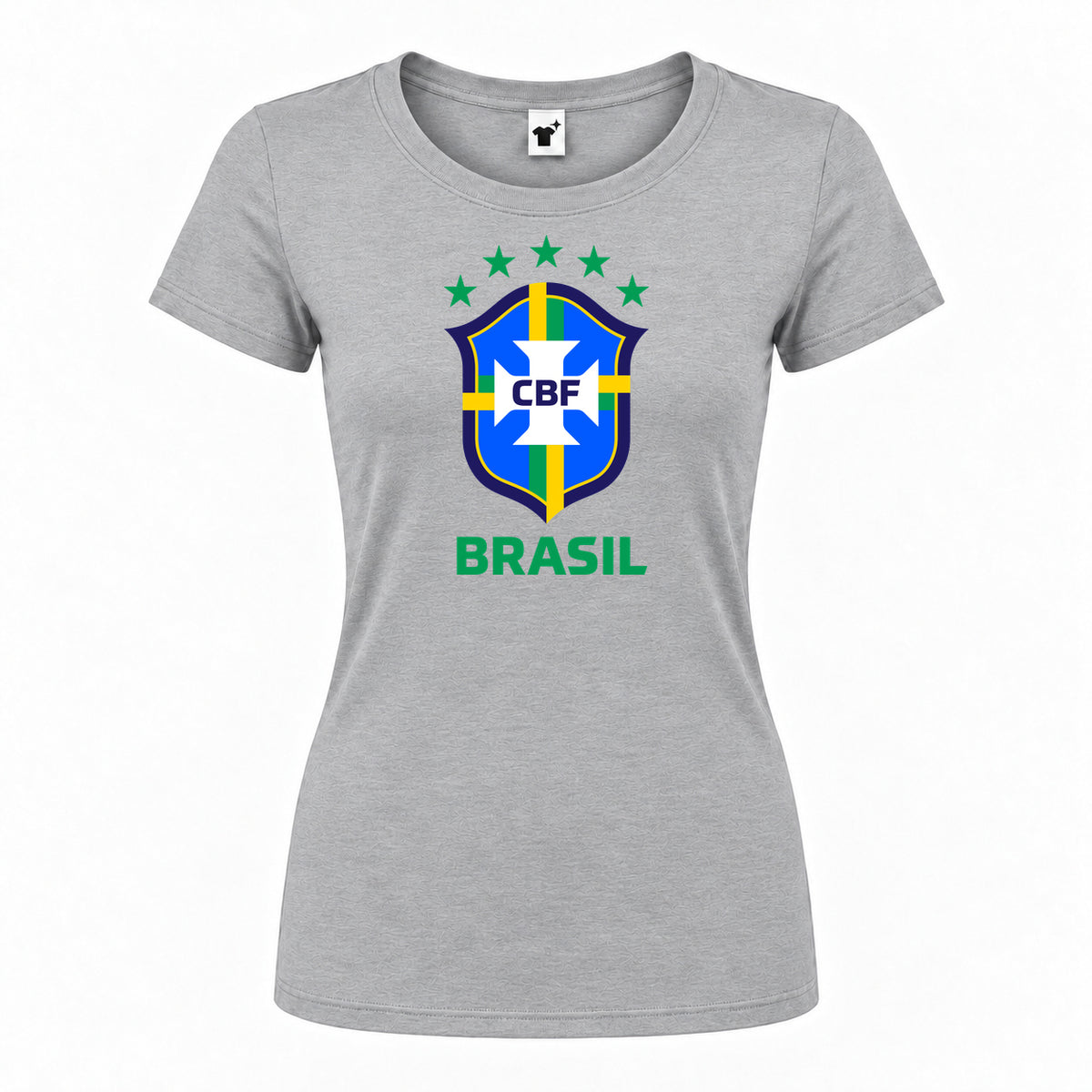 Women's Brasil National Soccer Team Round Neck T-Shirt | Color: Grey