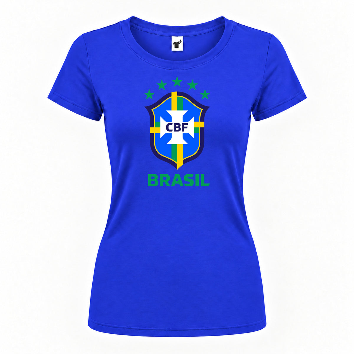 Women's Brasil National Soccer Team Round Neck T-Shirt | Color: Royal Blue